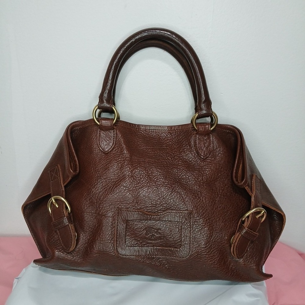 Vintage IL Bisonte Purse Hand Bag Deep Brown Full Grain Leather Made In Italy